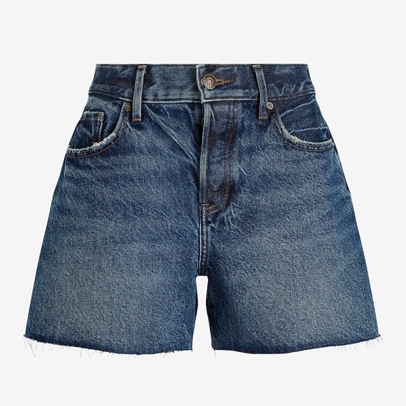 Express Mid Rise Raw Hem Midi Short - Picture 1 of 6